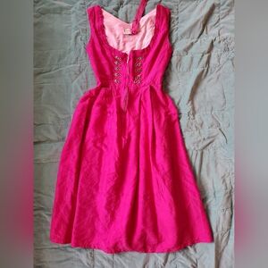 Hot Pink Silk Dirndl Dress